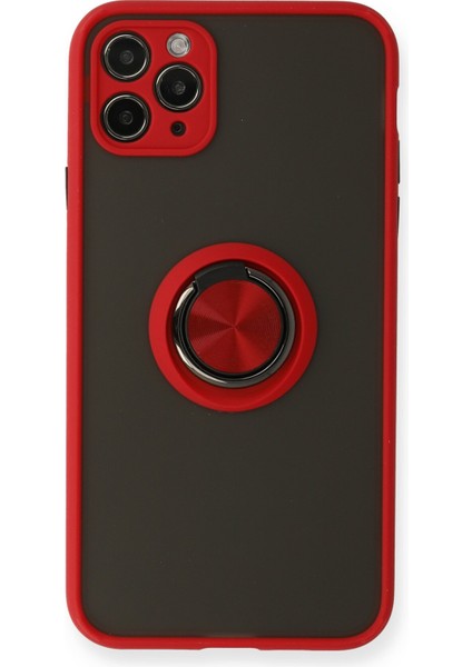 Iphone 11 Pro Max Kılıf Montreal Yüzüklü Silikon Kapak - Kırmızı Bstmy