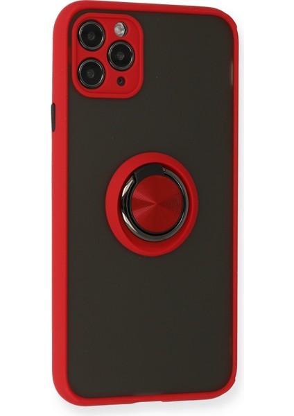 Iphone 11 Pro Max Kılıf Montreal Yüzüklü Silikon Kapak - Kırmızı Bstmy
