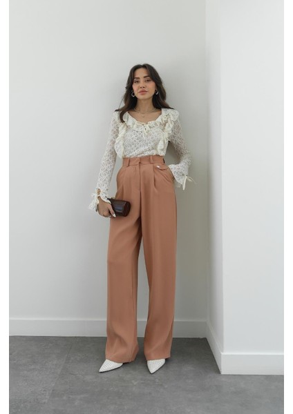 Somon Dökümlü Palazzo Pantolon