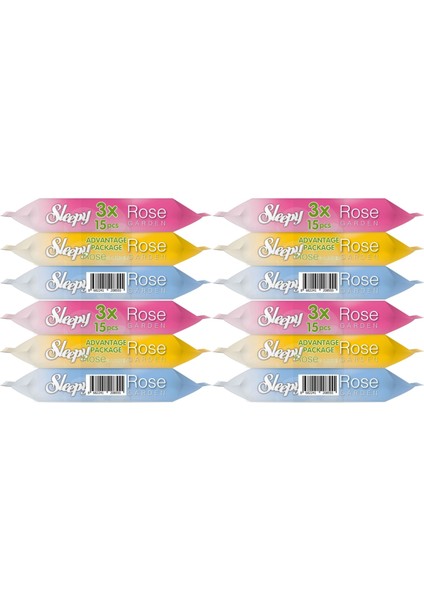 Islak Havlu Cep Mendil 15 Yaprak (12 Li Set) Travel Pk Rose/ garden (4pk*3) 180 Yaprak