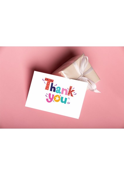 Thank You Teşekkür Kartı - 5x8 cm - 50 Adet