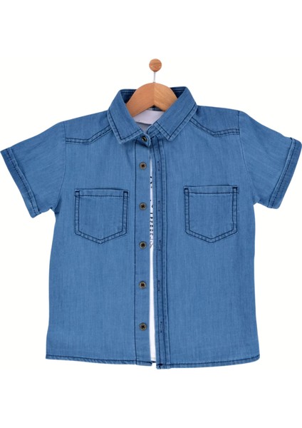 T-Shırtlu Jeans Erkek Gömlek