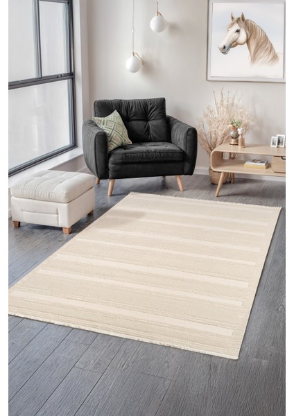 Combo Yumuşak Dokulu Bukle Oturma Odası Salon Mutfak Çocuk Odası Halısı 20557 Krem