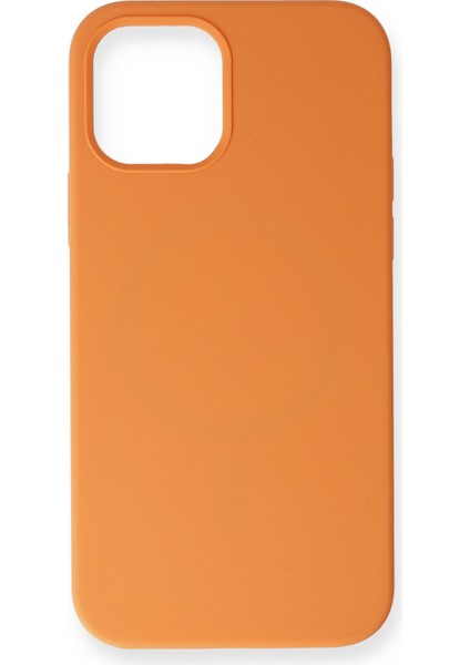 Iphone 12 Mini Kılıf Magneticsafe Lansman Silikon Kapak - Koyu Turuncu Bstmy
