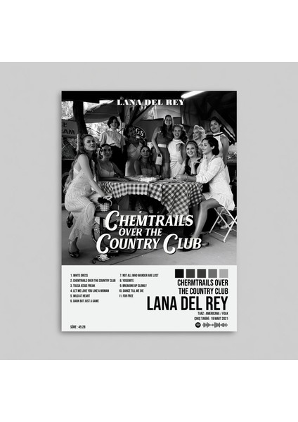 Lana Del Rey - Chermtrails Over The Country Club Albüm Spotify Çerçeveli - Çerçevesiz Poster Tablo