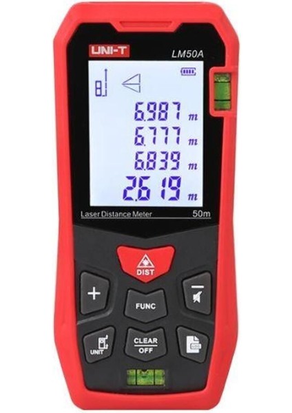 Unı-T LM50A 50 Metre Lazer Metre Çift Su Terazili Hafızalı