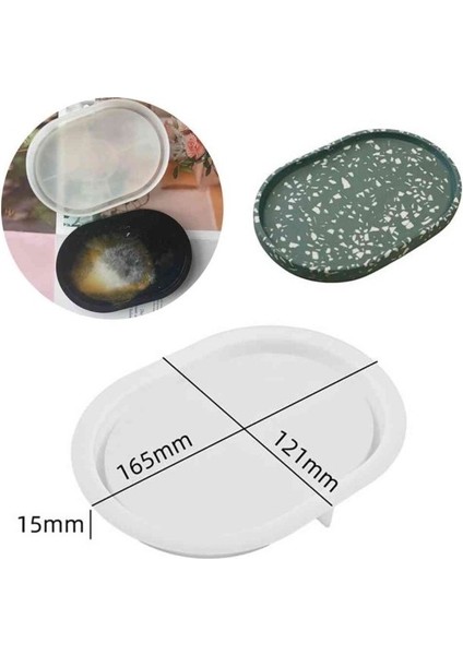 Epoksi Beton Oval Tabak Sunumluk Silikon Kalıbı ve Beton Alçı Oval Tabak Kalıbı 16X12CM fiyatları