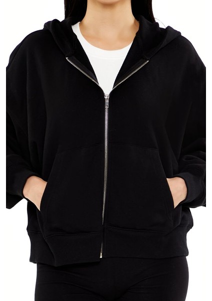Kapüşonlu Fermuarlı Sweatshirt