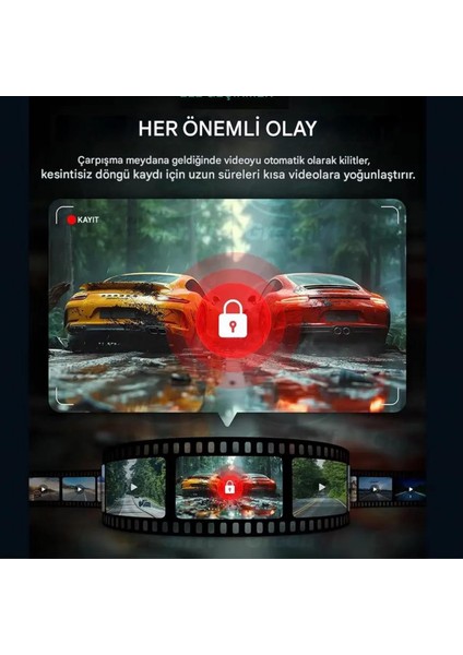F8 4K UHD Araç Içi Kamera 128GB – Wi-Fi, Ir Gece Görüşü, App Kontrol Dashcam