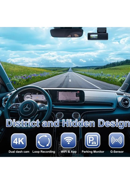 F8 4K UHD Araç Içi Kamera 128GB – Wi-Fi, Ir Gece Görüşü, App Kontrol Dashcam