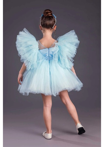 Kız Çocuk Abiye Elbise Inci Taçlı Tütü Etek Kabarık Kollu fiyatları