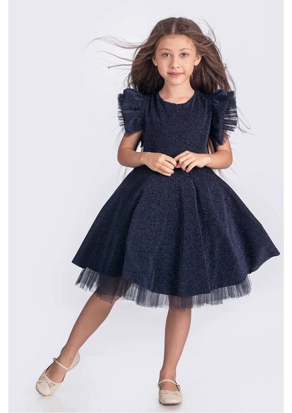 Kız Çocuk Abiye Elbise Tül Detaylı Simli fiyatları