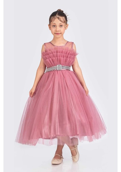 Saten Abiye Sırt Gipeli Askılı Elbise