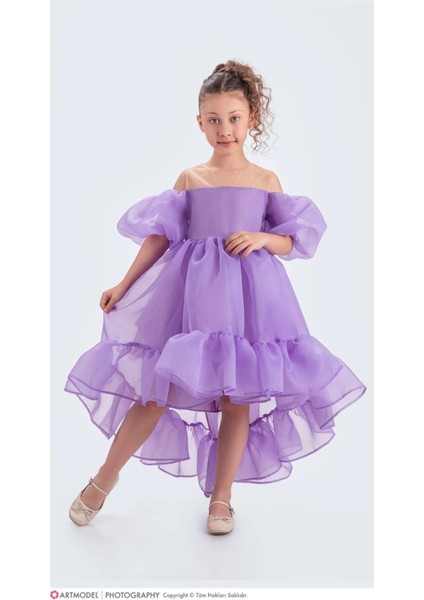 Kuyruklu Kız Çocuk Abiye Elbise Karolin Kumaş