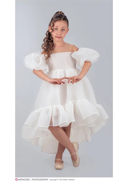 Kuyruklu Kız Çocuk Abiye Elbise Karolin Kumaş