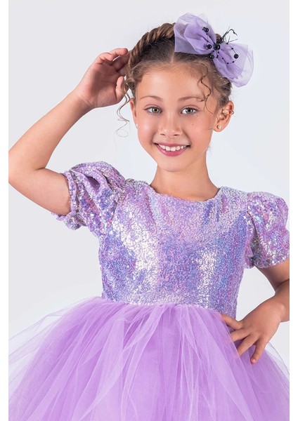 Kız Çocuk Balerin Elbise Kısa Kol Tütü Etek Pul Payetli Düğün ve Parti İçin modelleri