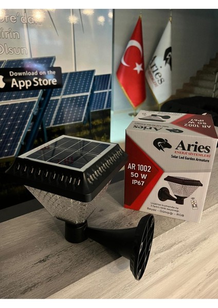 Aries Güneş Enerjili Kumandalı Her Renk Yanabilen Profesyonel Duvar Apiliği