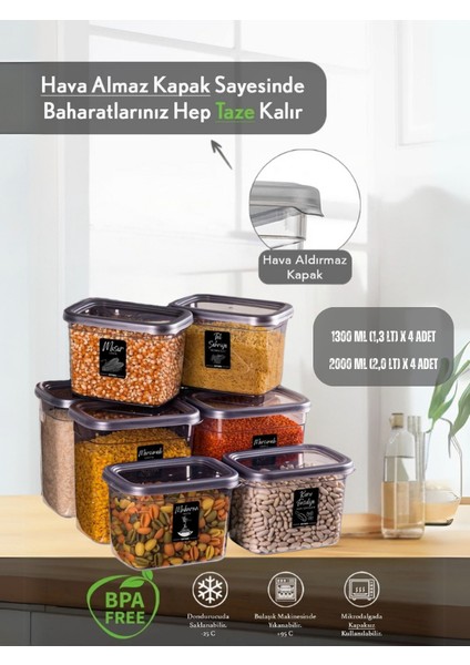 8’li Saklama Kabı Seti: 1300 ml & 2000 ml – Sızdırmaz, Şık ve Pratik Çözüm