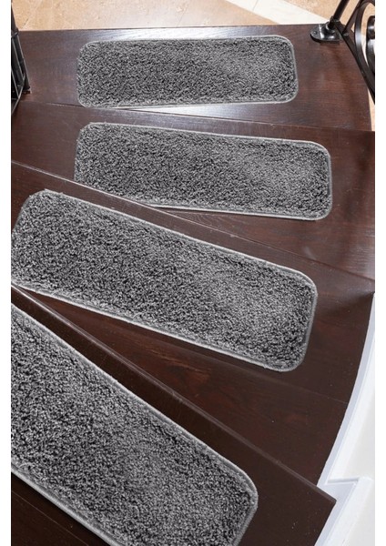 %100 Doğal Lateks Kaymaz Tabanlı Yıkanabilir 1o Adet Merdiven Halısı Soft Shaggy 27X67 cm modelleri