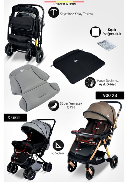 900 X3 Çift Yönlü Bebek Arabası