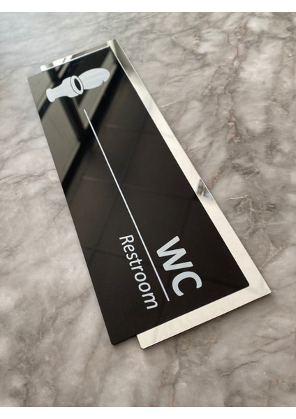 Silver Aynalı Parlak Siyah Seri Wc Tuvalet Kapı Isimliği Yönlendirme Levhası fiyatları