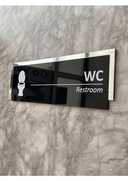 Silver Aynalı Parlak Siyah Seri Wc Tuvalet Kapı Isimliği Yönlendirme Levhası fırsatları