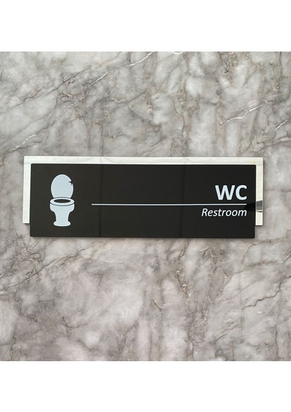 Silver Aynalı Parlak Siyah Seri Wc Tuvalet Kapı Isimliği Yönlendirme Levhası indirimleri