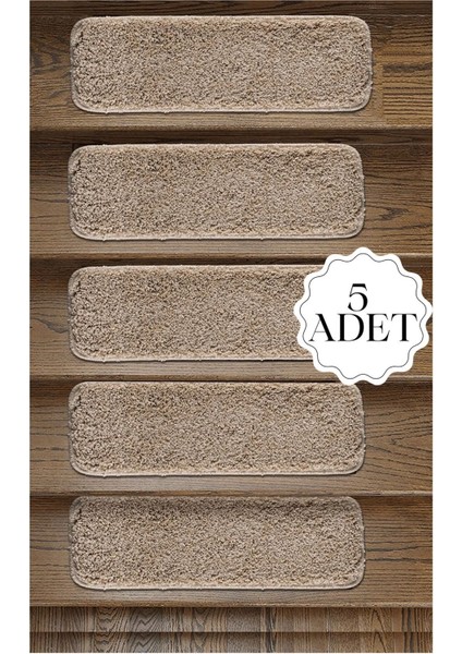 %100 Doğal Lateks Kaymaz Tabanlı Yıkanabilir 5 Adet Merdiven Halısı 27X67 cm