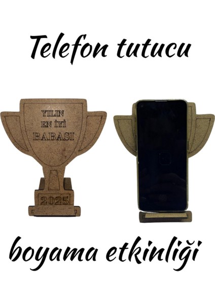 5'li Set Babalar Günü Için Kendin Yap Hediyesi Ahşap Boyama Telefon Tutucu Seti Etkinlik