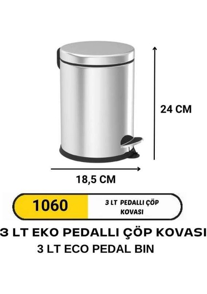 3 Litre Pedallı Çöp Kovası Eko