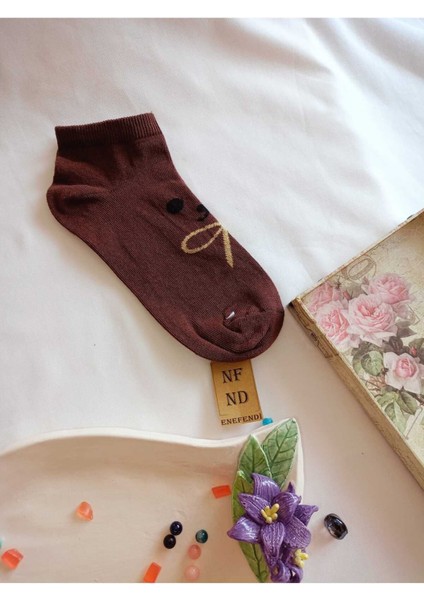 Patik Çorap Yumuşak Dikişsiz Pamuklu Kısa Konç Kadın Çorabı 36-40 Tek Adet Kahverengi