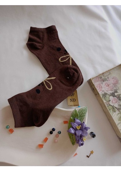 Patik Çorap Yumuşak Dikişsiz Pamuklu Kısa Konç Kadın Çorabı 36-40 Tek Adet Kahverengi fiyatları