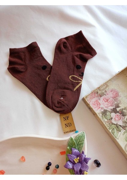Patik Çorap Yumuşak Dikişsiz Pamuklu Kısa Konç Kadın Çorabı 36-40 Tek Adet Kahverengi modelleri