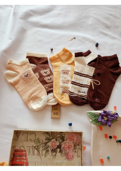 Patik Çorap Yumuşak Dikişsiz Pamuklu Kısa Konç Kadın Çorabı 36-40 Tek Adet Kahverengi fırsatları