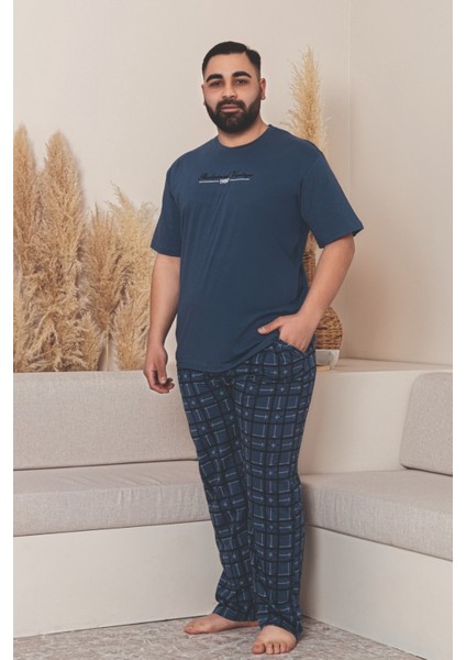 Büyük Beden Pamuklu Cepli Kısa Kollu Erkek Pijama Takımı fiyatları