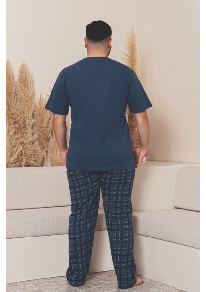 Büyük Beden Pamuklu Cepli Kısa Kollu Erkek Pijama Takımı modelleri