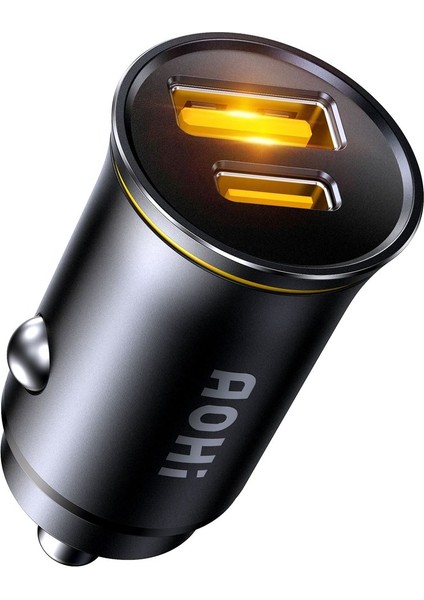 Superauto Araç Içi Şarjı, 2 Portlu Pd 65W Type-C ve Usb-A Girişli, Hızlı Şarj Çakmaklık Adaptörü, Siyah