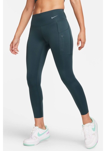 Trainng Go Dri Fit Infinalock 7/8 Leggings 6 Cepli Toparlayıcı Reflektörlü Antrenman Taytı Koyu Yeşil