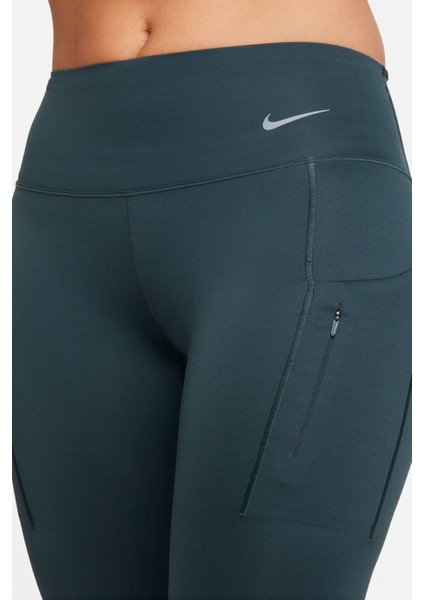 Trainng Go Dri Fit Infinalock 7/8 Leggings 6 Cepli Toparlayıcı Reflektörlü Antrenman Taytı Koyu Yeşil
