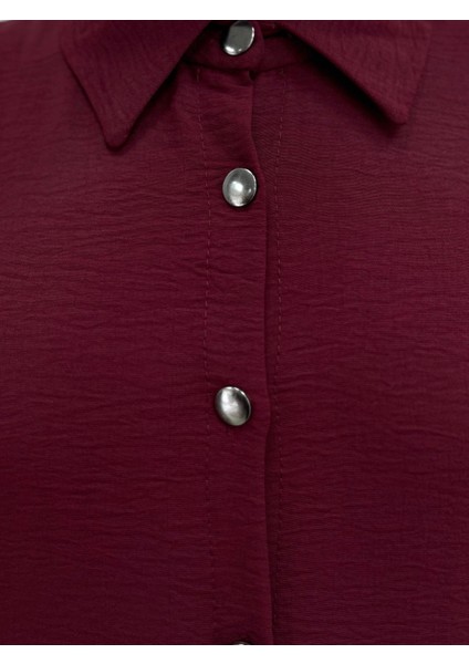 Treva Önü Metal Düğmeli Yanı Yırtmaçlı TUNIK-FA876 Bordo