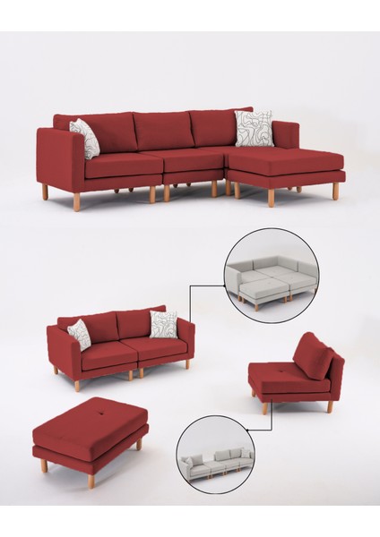 Armin Akıllı Köşe Koltuk Takımı & Modern Modüler Yataklı Köşe Takımı - Bordo