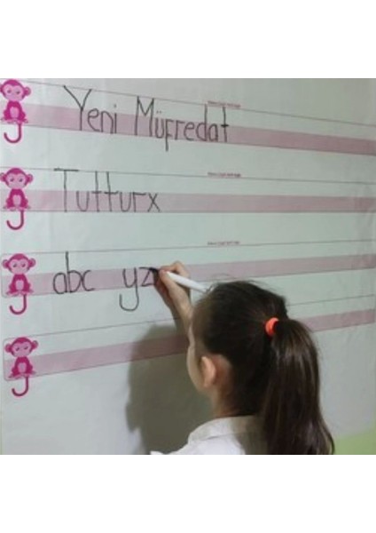 Kılavuz Çizgili Akıllı Kağıt Yazı Tahtası Duvarda Iz Bırakmaz Statik Yeni Müfredata Uygun 100X56CM