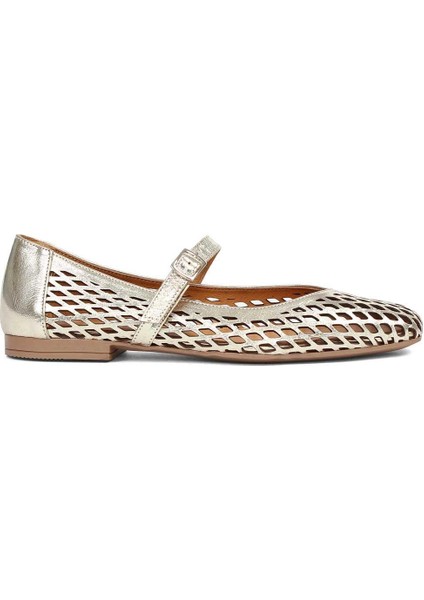 Kadın Altın Bantlı Deri Babet