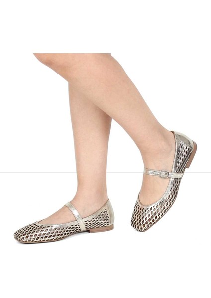 Kadın Altın Bantlı Deri Babet fiyatları