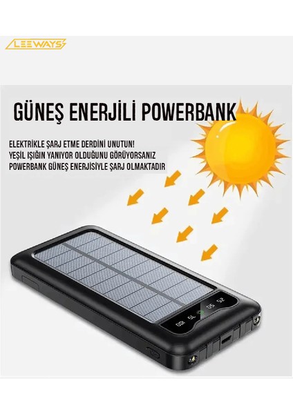 10000 Mah Güneş Enerjili Taşınabilir Şarj Cihazı Powerbank
