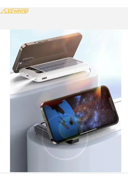 10000 Mah Güneş Enerjili Taşınabilir Şarj Cihazı Powerbank
