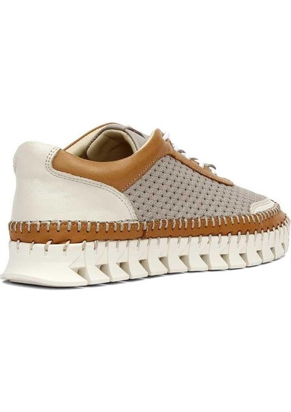 Kadın Vizon Taba Bağcıklı Kalın Tabanlı Deri Sneaker indirimleri