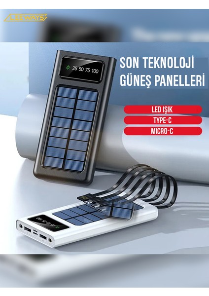 20000 Mah Güneş Enerjili Taşınabilir Şarj Cihazı Powerbank
