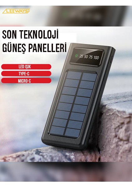 20000 Mah Güneş Enerjili Taşınabilir Şarj Cihazı Powerbank