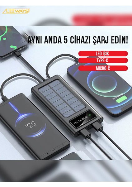 20000 Mah Güneş Enerjili Taşınabilir Şarj Cihazı Powerbank